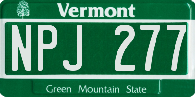 VT license plate NPJ277