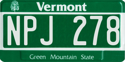 VT license plate NPJ278