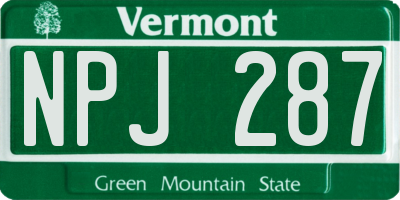 VT license plate NPJ287