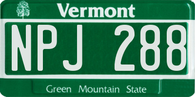 VT license plate NPJ288
