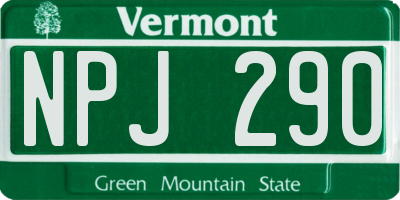 VT license plate NPJ290