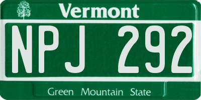 VT license plate NPJ292
