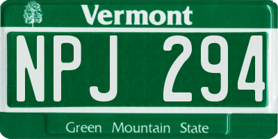 VT license plate NPJ294