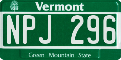 VT license plate NPJ296