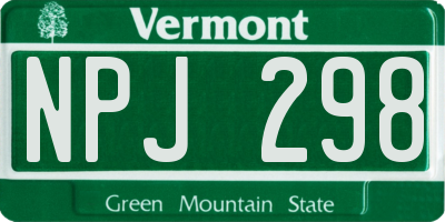 VT license plate NPJ298