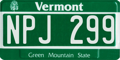 VT license plate NPJ299