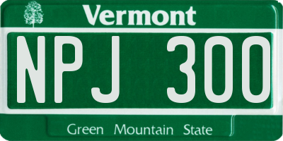 VT license plate NPJ300
