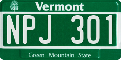 VT license plate NPJ301