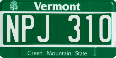 VT license plate NPJ310