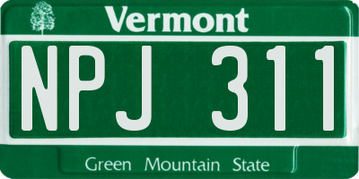 VT license plate NPJ311