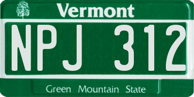 VT license plate NPJ312