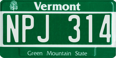VT license plate NPJ314
