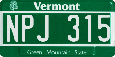 VT license plate NPJ315