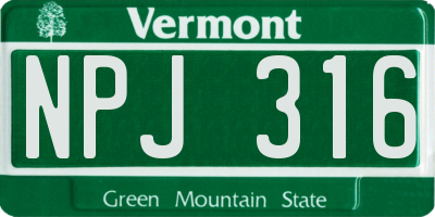 VT license plate NPJ316