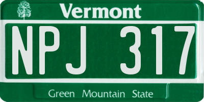 VT license plate NPJ317