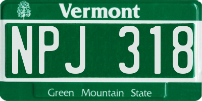 VT license plate NPJ318