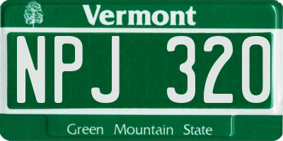 VT license plate NPJ320
