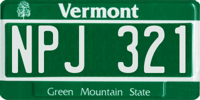 VT license plate NPJ321
