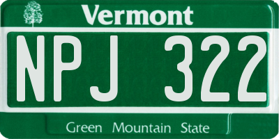 VT license plate NPJ322