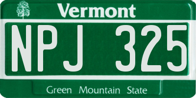 VT license plate NPJ325