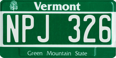 VT license plate NPJ326