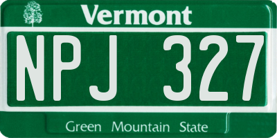 VT license plate NPJ327