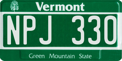 VT license plate NPJ330