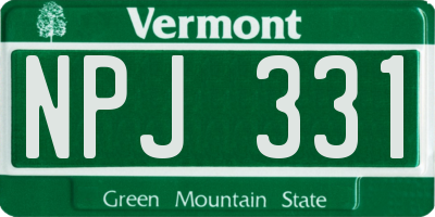 VT license plate NPJ331