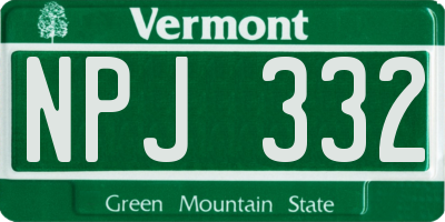 VT license plate NPJ332