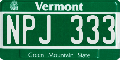 VT license plate NPJ333