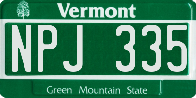 VT license plate NPJ335