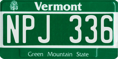 VT license plate NPJ336