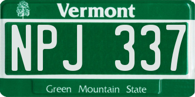 VT license plate NPJ337