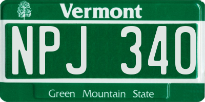 VT license plate NPJ340