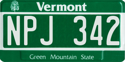 VT license plate NPJ342