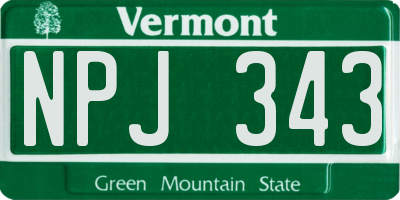 VT license plate NPJ343