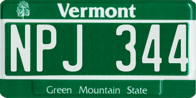 VT license plate NPJ344