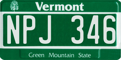 VT license plate NPJ346