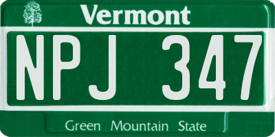 VT license plate NPJ347