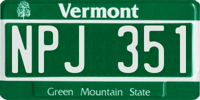 VT license plate NPJ351