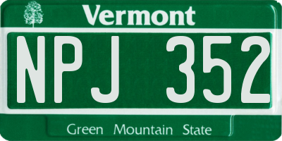 VT license plate NPJ352