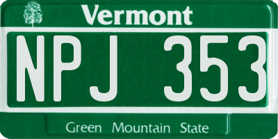 VT license plate NPJ353