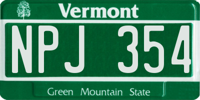 VT license plate NPJ354