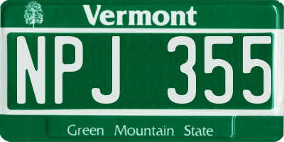 VT license plate NPJ355