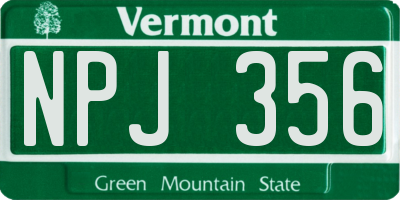 VT license plate NPJ356