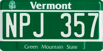 VT license plate NPJ357