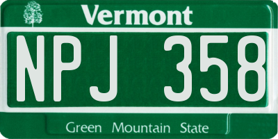 VT license plate NPJ358