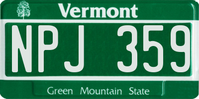 VT license plate NPJ359