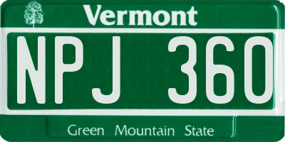 VT license plate NPJ360