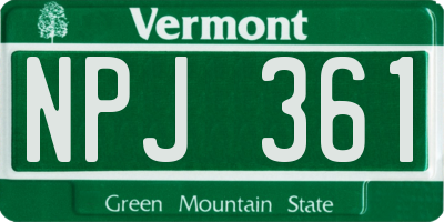 VT license plate NPJ361